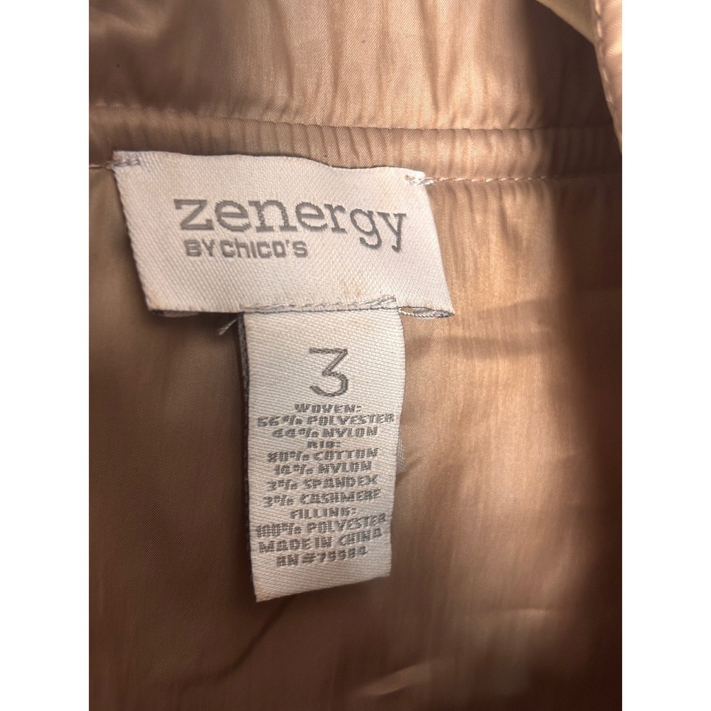 Zenergy Chicos Size 3 US XL Quilted Mixed Media Vest Tan Cashmere Blend Ribbed - Picture 6 of 8